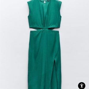 Zara | Dresses | Zara Fringed Velvet Dress Green | Poshmark